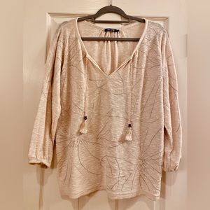 Nic+Zoe Etched Floral Lightweight Long Sleeve Sweater SZ XXL